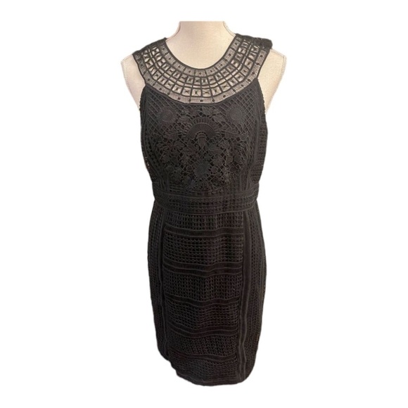 ANTHROPOLOGIE Dylan Black Lace Round Neck Mini Cocktail Dress Size 4 NWT - Picture 6 of 10